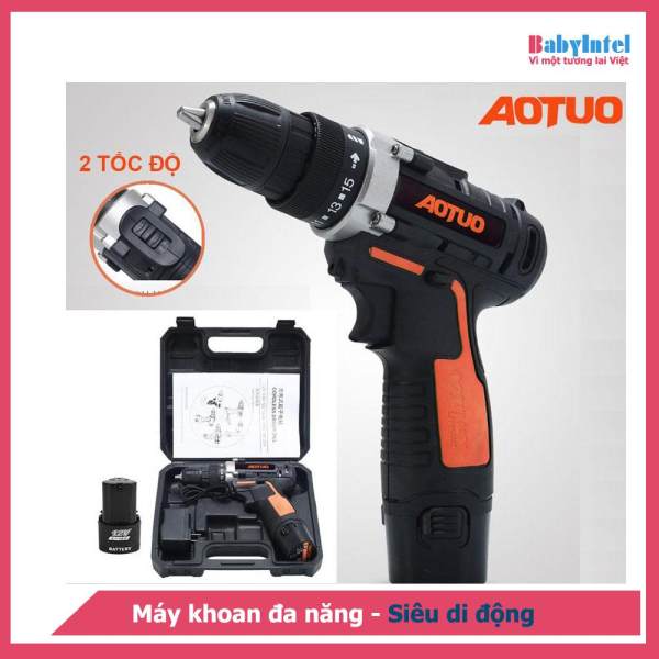 Bộ Máy khoan sửa chữa vặn vít Aotuo 12V có đảo chiều - Dùng Pin