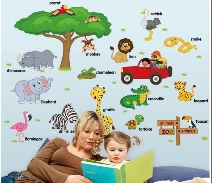 Decal dán tường vườn thú Châu Phi