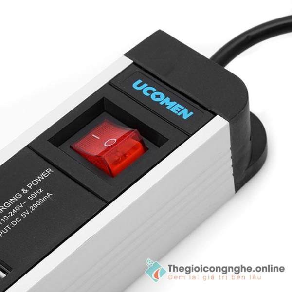 Ổ cắm điện USB CAO CẤP UCOMEN 6 lỗ cắm, 2 cổng sạc USB - Chuẩn ÚC