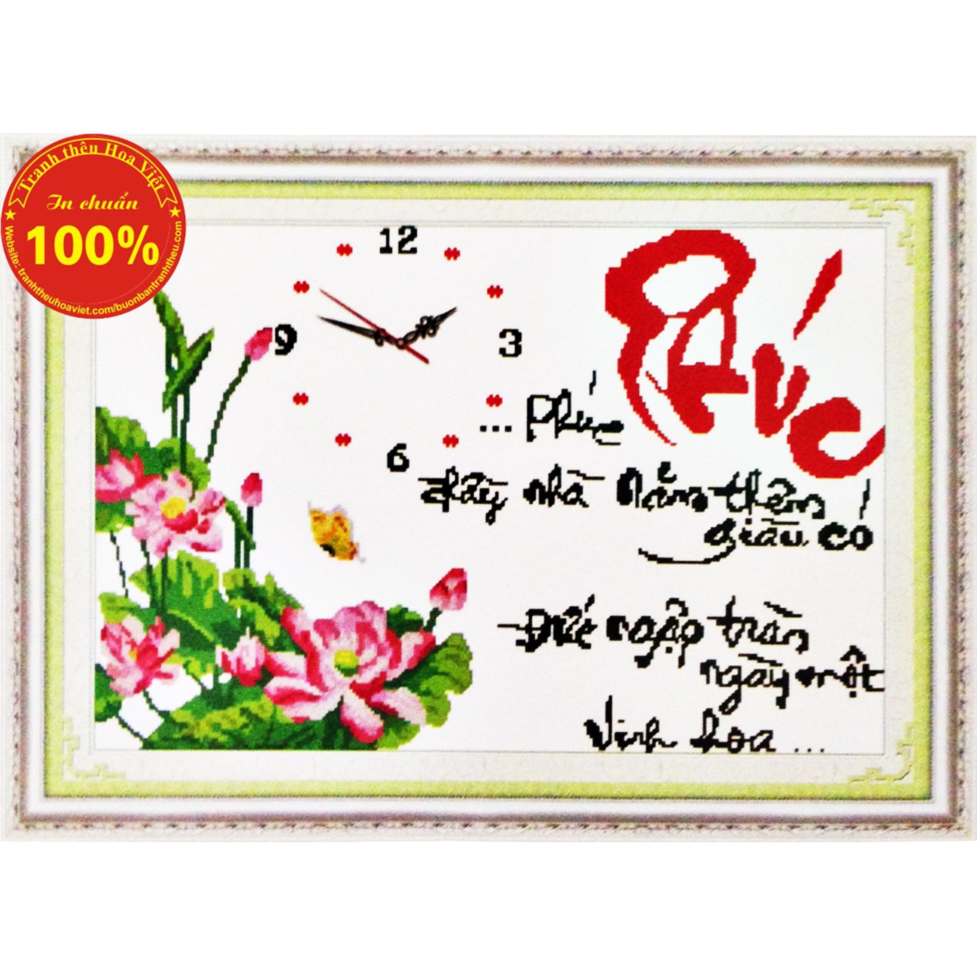 Tranh thêu Đồng hồ chữ phúc - DLH-222832