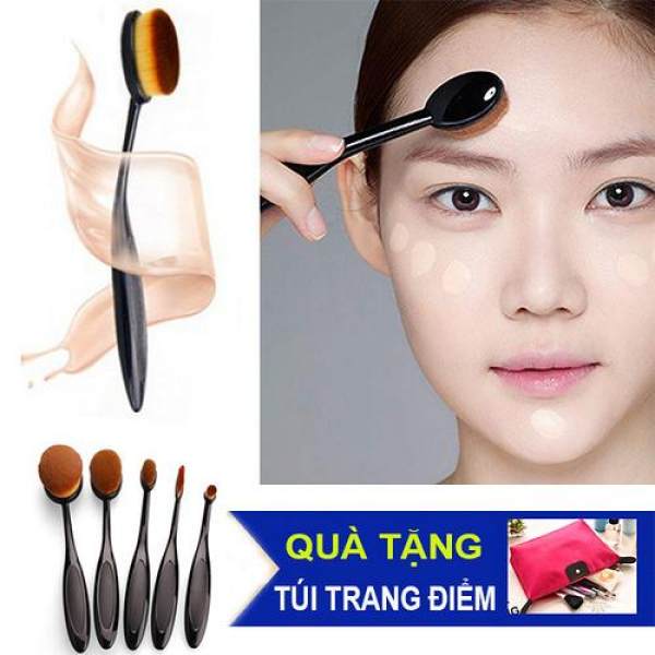 Bộ 5 cọ đánh kem nền 5D ưu điểm vượt trội. Tặng 1 túi trang điểm