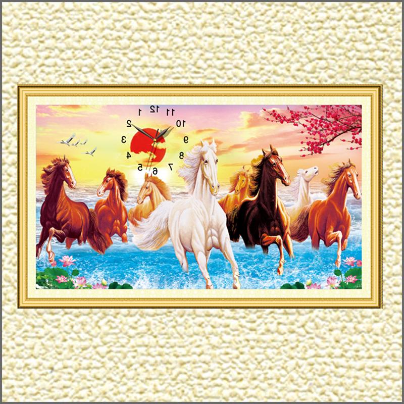 Tranh gắn đá H879 - Bát mã truy phong (86x49)