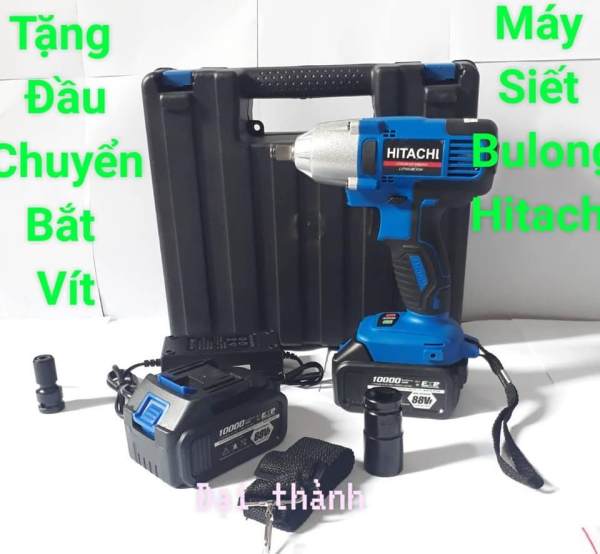 MÁY SIẾT BULONG HITACHI DÙNG PIN 88V -(KÈM 2PIN.) tặng đầu chuyển bắt vít