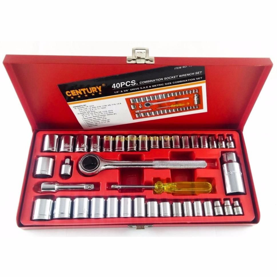 Bộ khẩu mở siết ốc và bugi Century TS-23407 40 chi tiết