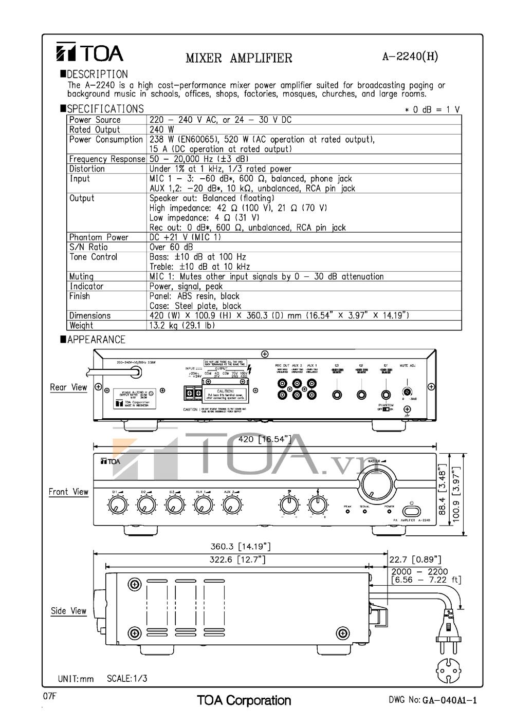 Amply TOA A-2240D-AS