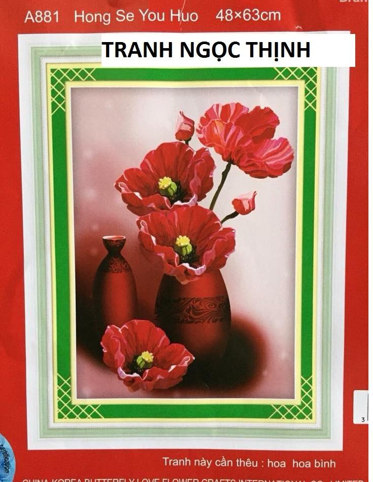 Tranh thêu chữ thập Bình hoa DLH-YA881