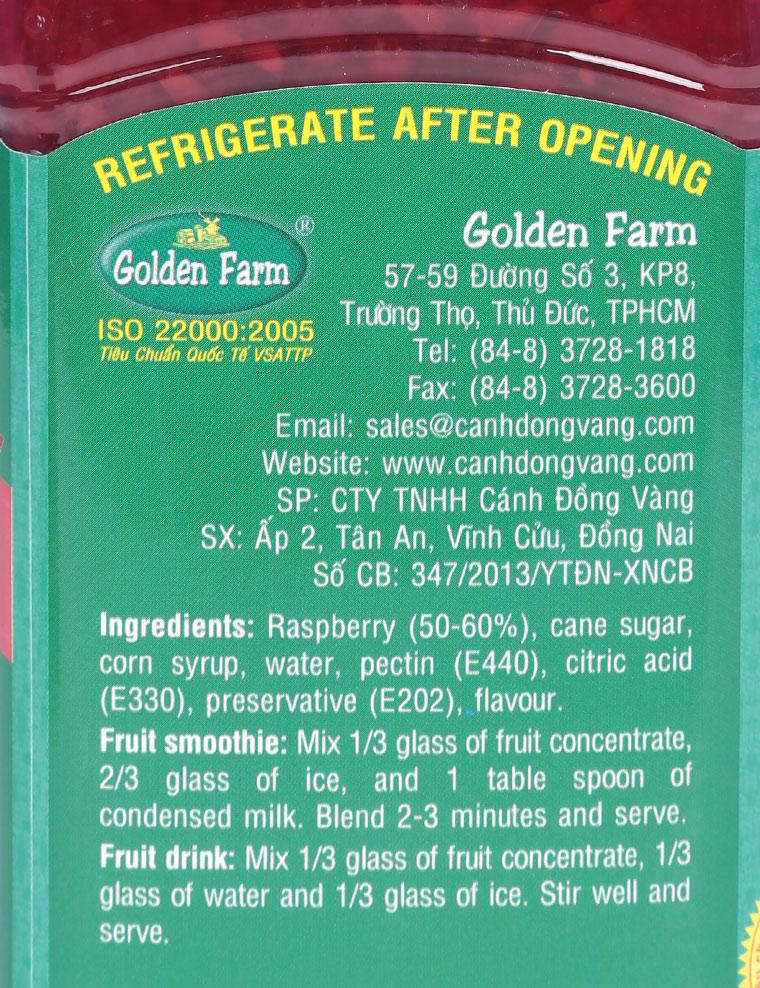 Sinh tố Phúc bồn tử Golden Farm 500ml