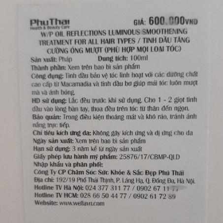 Tinh dầu dưỡng tóc Argan Wella Oil Reflections - 100ml