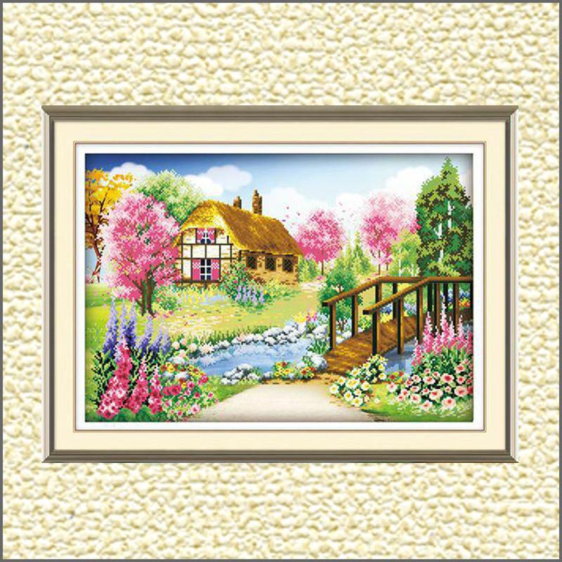 Tranh gắn đá H326 - Cảnh sắc mùa xuân (51x38)