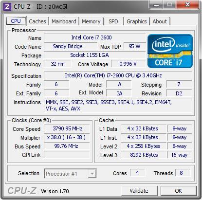 CPU Intel Core I7-2600 3.4Ghz