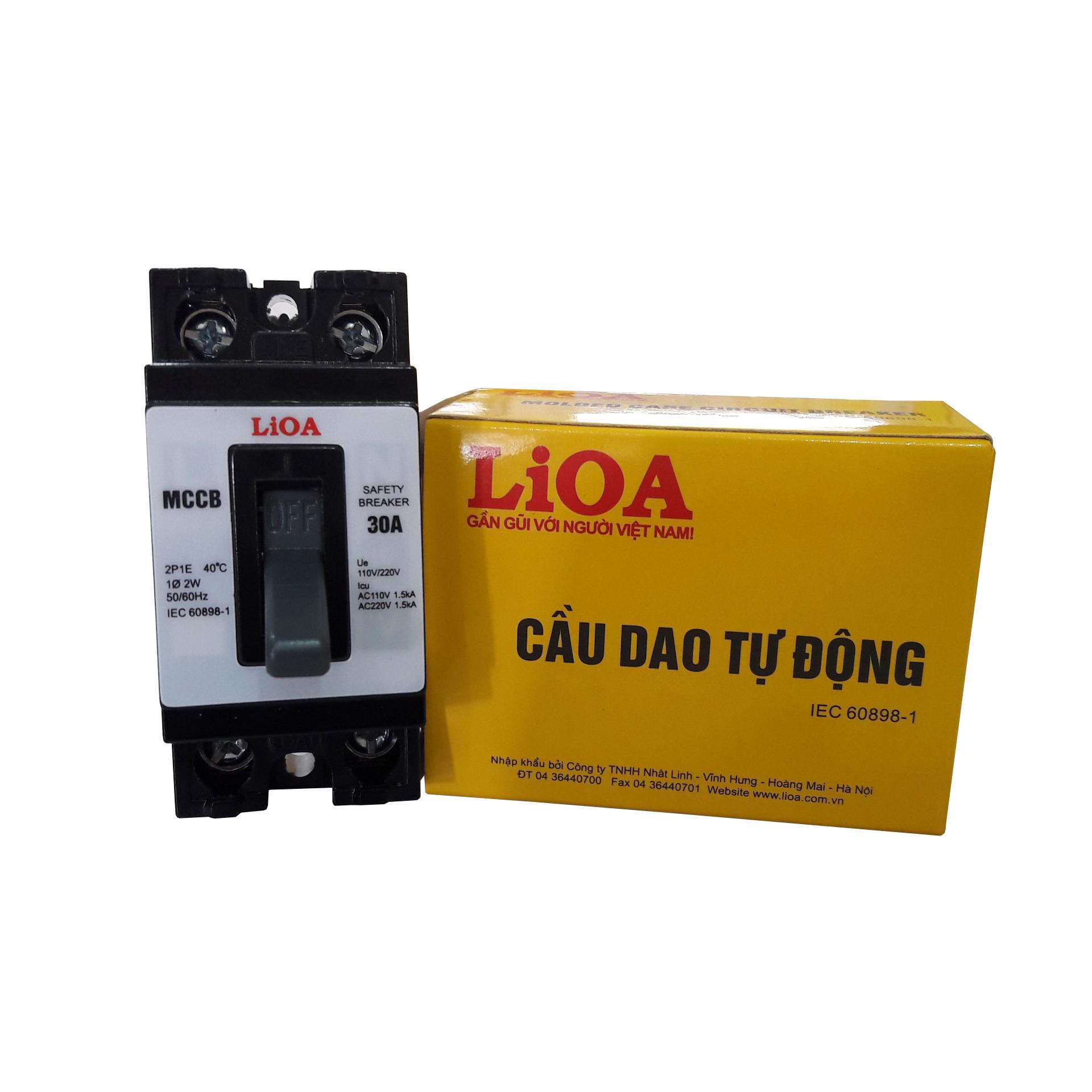 Cầu dao tự động 2 cực 1 tiếp điểm LIOA MCCB2P1E-30A