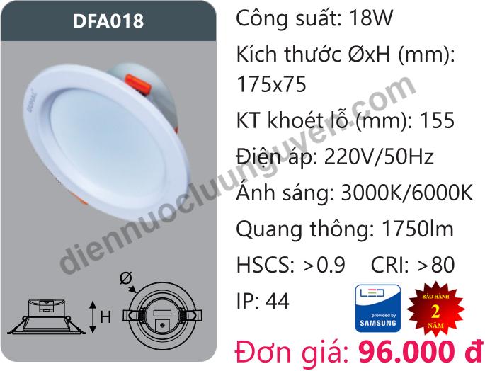 Đèn led tán quang âm trần Duhal DFA018