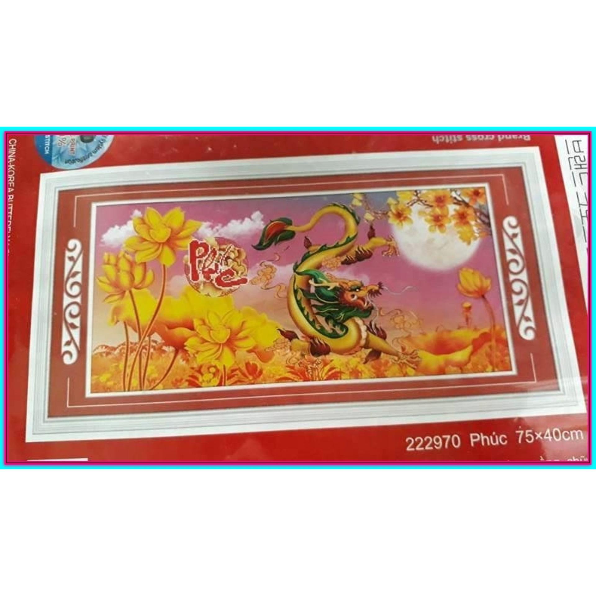 Tranh thêu chữ thập 222970 - Rồng chữ phúc
