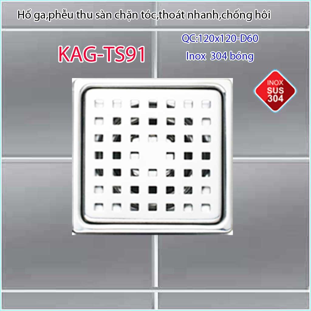 Phễu thoát sàn chống mùi hôi inox 304 KAG-TS91