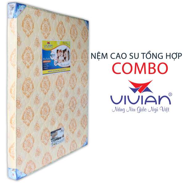 Nệm Cao Su Tổng Hợp Combo VIVIAN (1.2 x 2.0 m)  Nền Trắng Hoa Văn Màu Sắc Ngẫu Nhiên