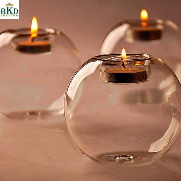 Glass Candle Holder Terrarium Bauble Transparent Vase Wedding Home Decoration