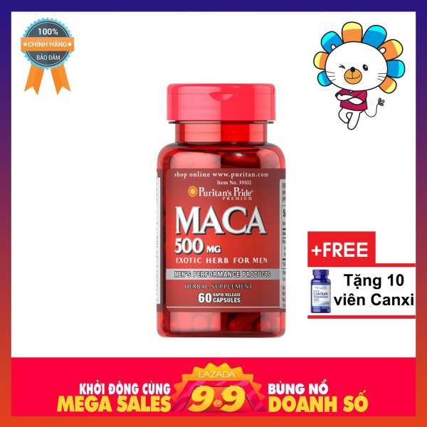 Viên uống tăng cường sinh lực Puritans Pride Primium Maca Exotic Herb For Men 500mg 60 viên