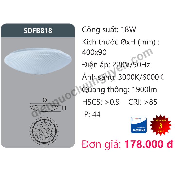 Đèn led ốp trần 18W Duhal SDFB818