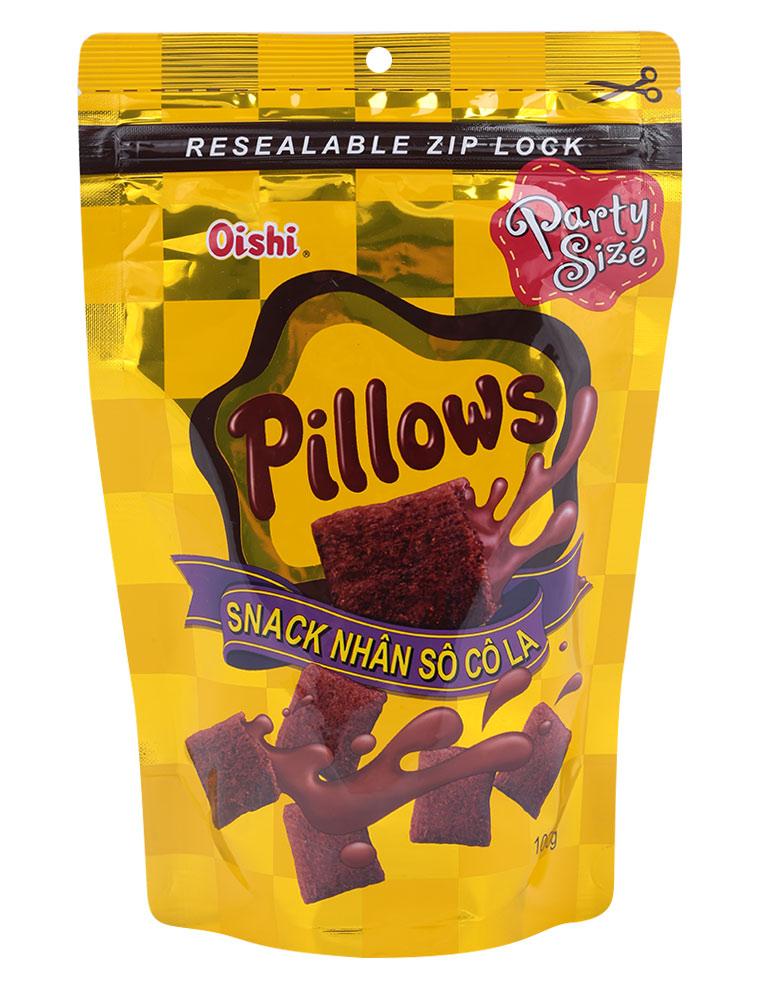 Snack nhân sô cô la Pillows Oishi gói 100g