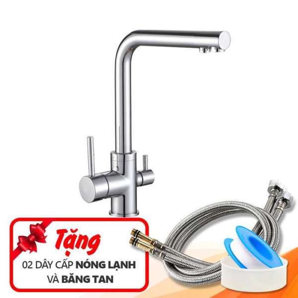 Vòi rửa bát nóng lạnh 3 đường nước KBS-6017 + 02 dây cấp và băng tan