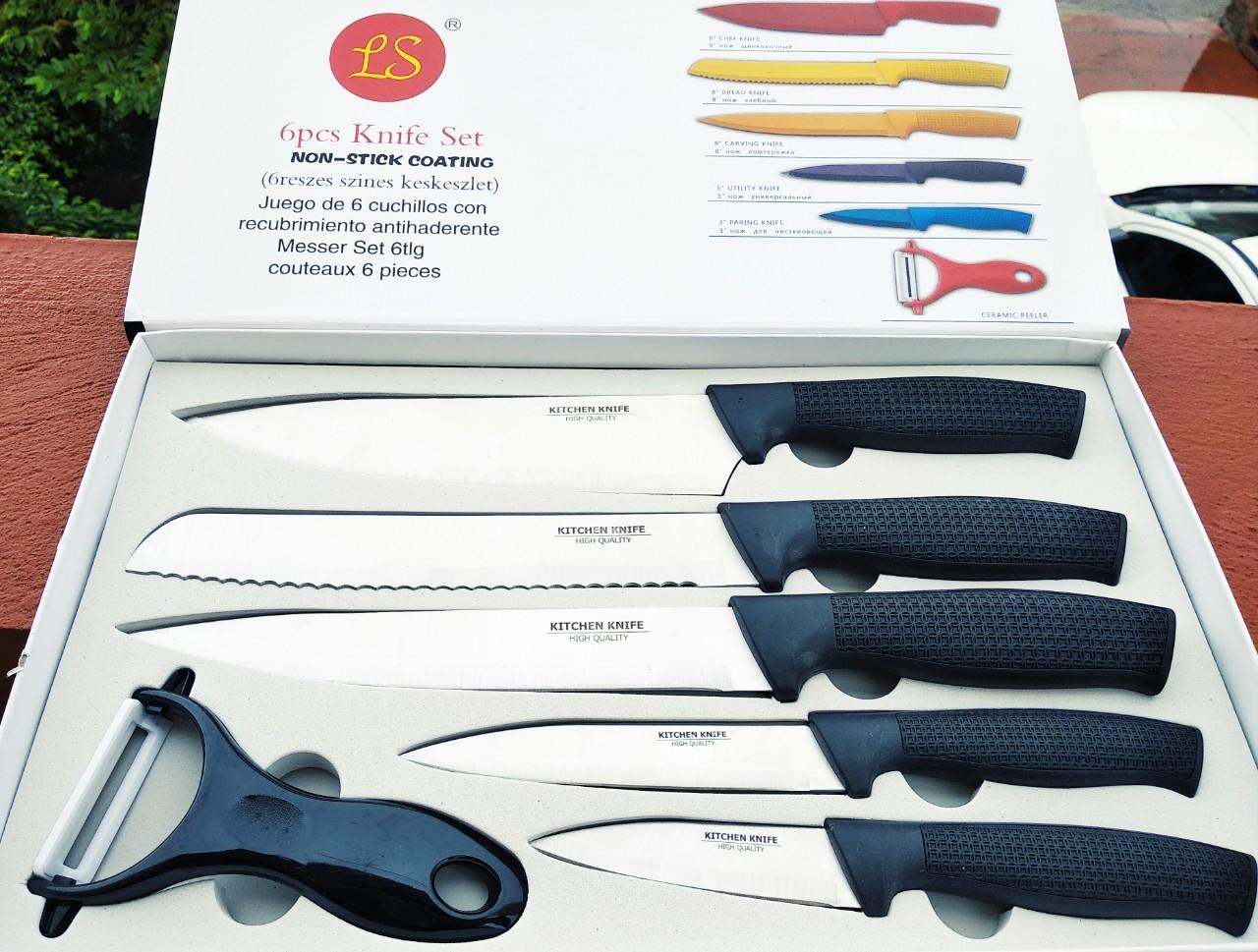 Bộ dao nhà bếp 6 món bằng Inox không rỉ Knife set (Trắng)