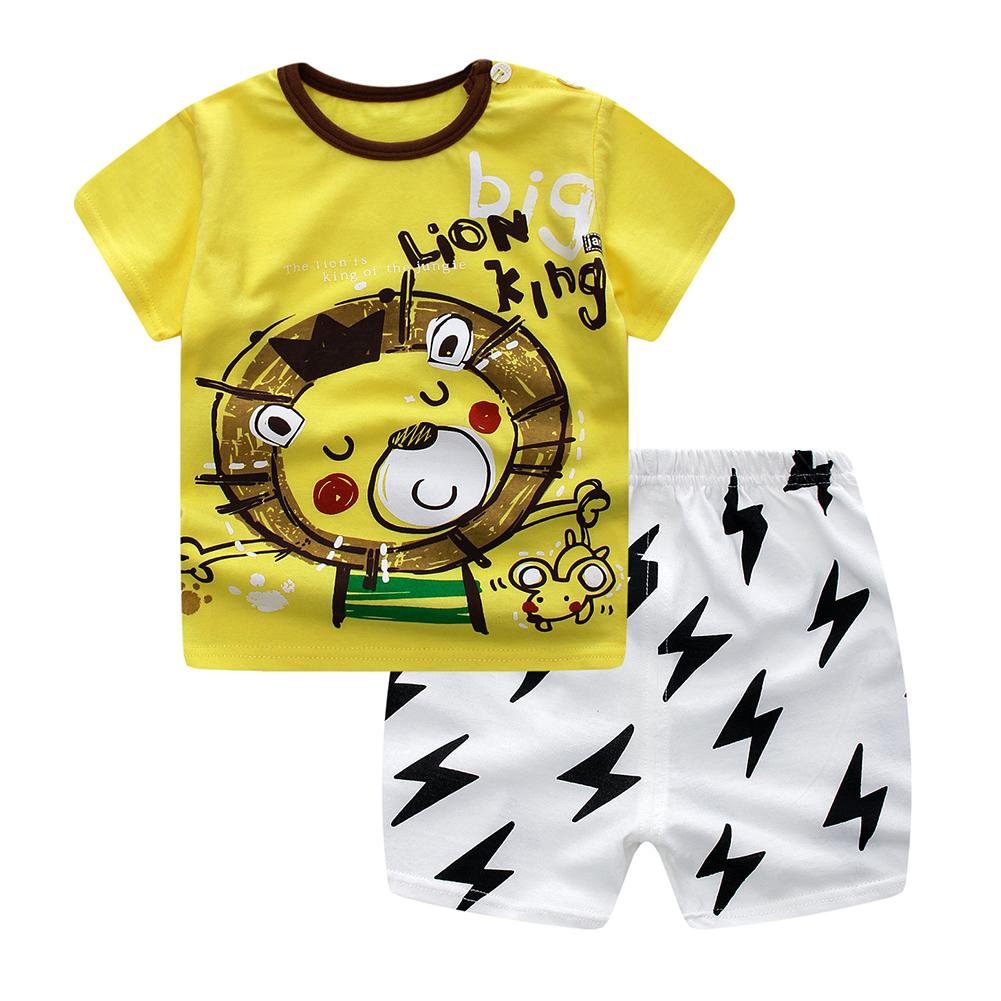 Attempt Mall 2 Pcs เด็กทารกชุดเสื้อผ้าเสื้อยืดลายการ์ตูน + กางเกงขาสั้นชุดลำลอง Attempt Mall 2 Pcs เด็กทารกชุดเสื้อผ้าเสื้อยืดลายการ์ตูน + กางเกงขาสั้นชุดลำลอง