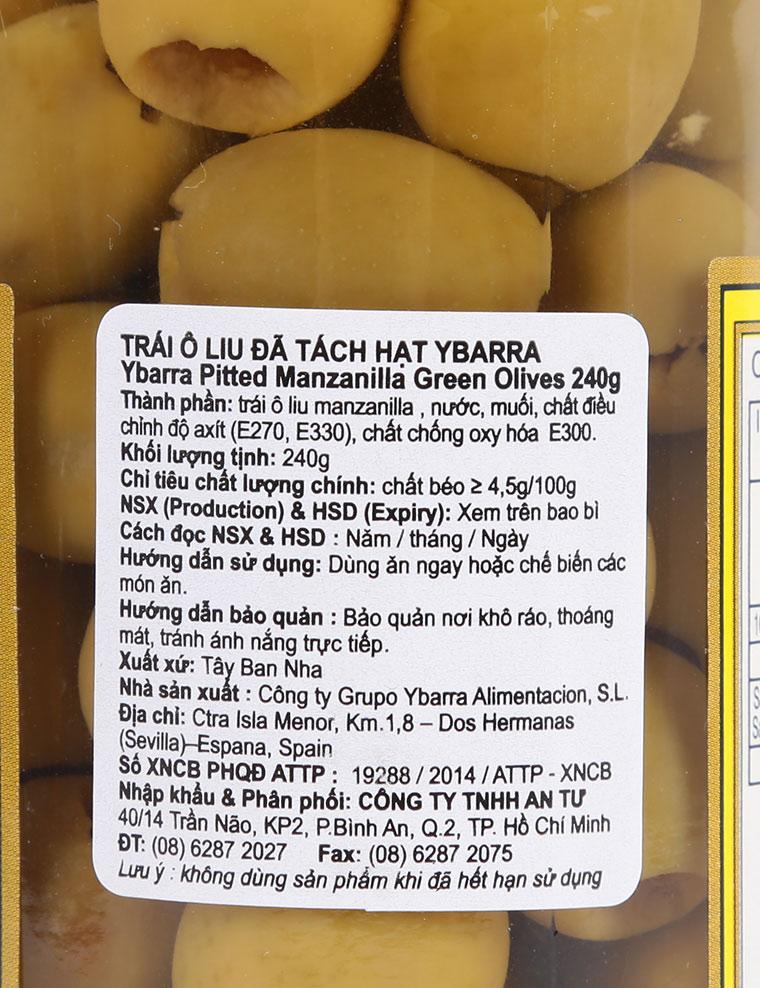 Trái Olive Ybarra Tách Hạt 240G