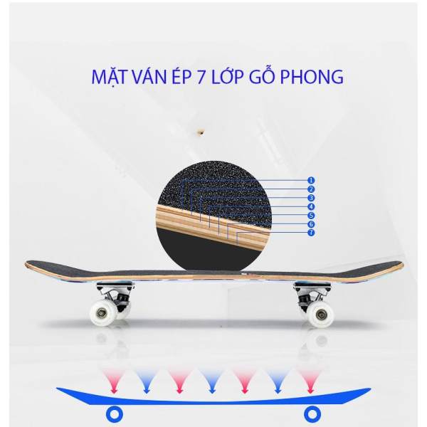 Ván trượt thể thao mặt nhám ép 7 lớp gỗ cao cấp