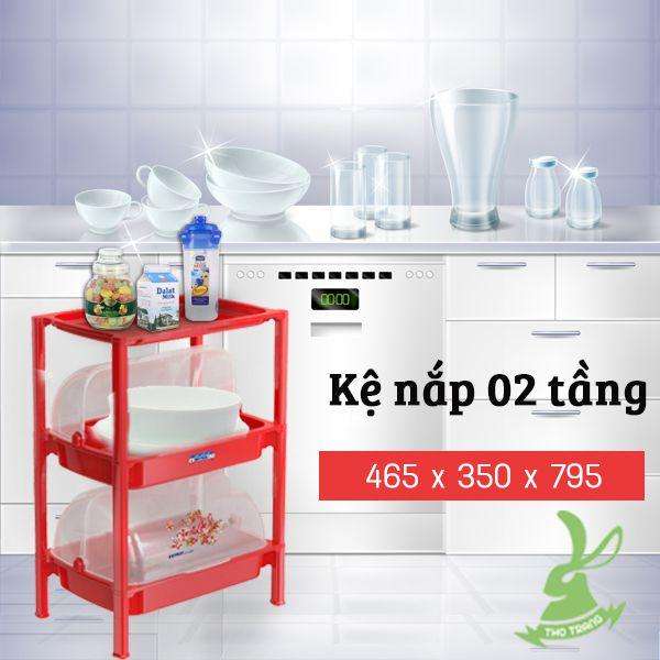 Kệ Úp Chén Dĩa Nhựa Có Nắp Đậy 2 Tầng Hiệp Thành Việt Nam