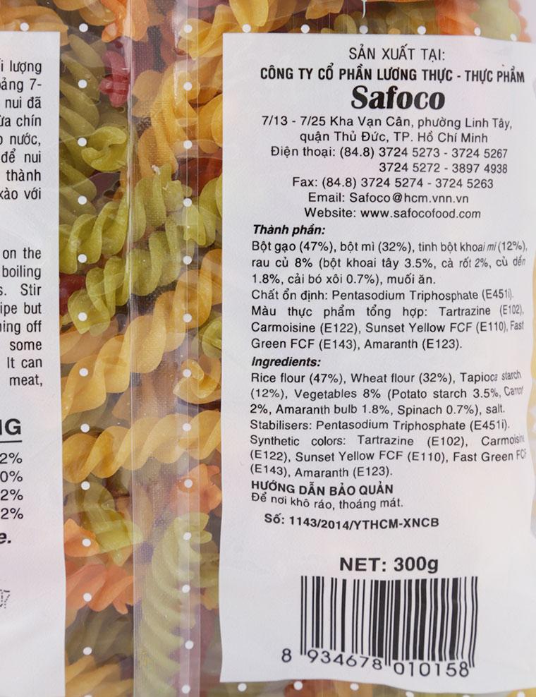 Nui rau củ Safoco xoắn 300g