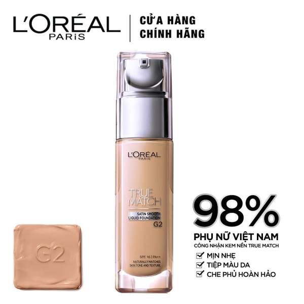 Kem nền mịn da LOreal Paris True match Liquid Foundation - G2 Gold Porcelain 30ml