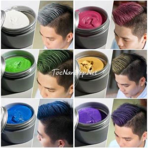 Sáp vuốt tóc tạo màu đầy đủ 8 màu lựa chọn: màu xám khói, màu xanh dương, màu xanh rêu, màu vàng, màu tím, màu đỏ, màu bạch kim, màu hạt dẻ