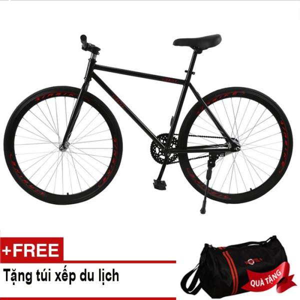 Xe đạp Fixed Gear Air Bike MK78 (đen) + Tặng túi xếp du lịch