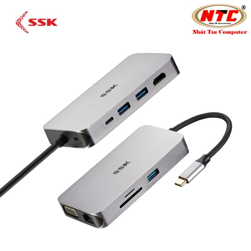 BỘ HUB ĐA NĂNG CỔNG TYPEC RA USB 3.0 THẺ NHỚ LAN SSK SHU-C520