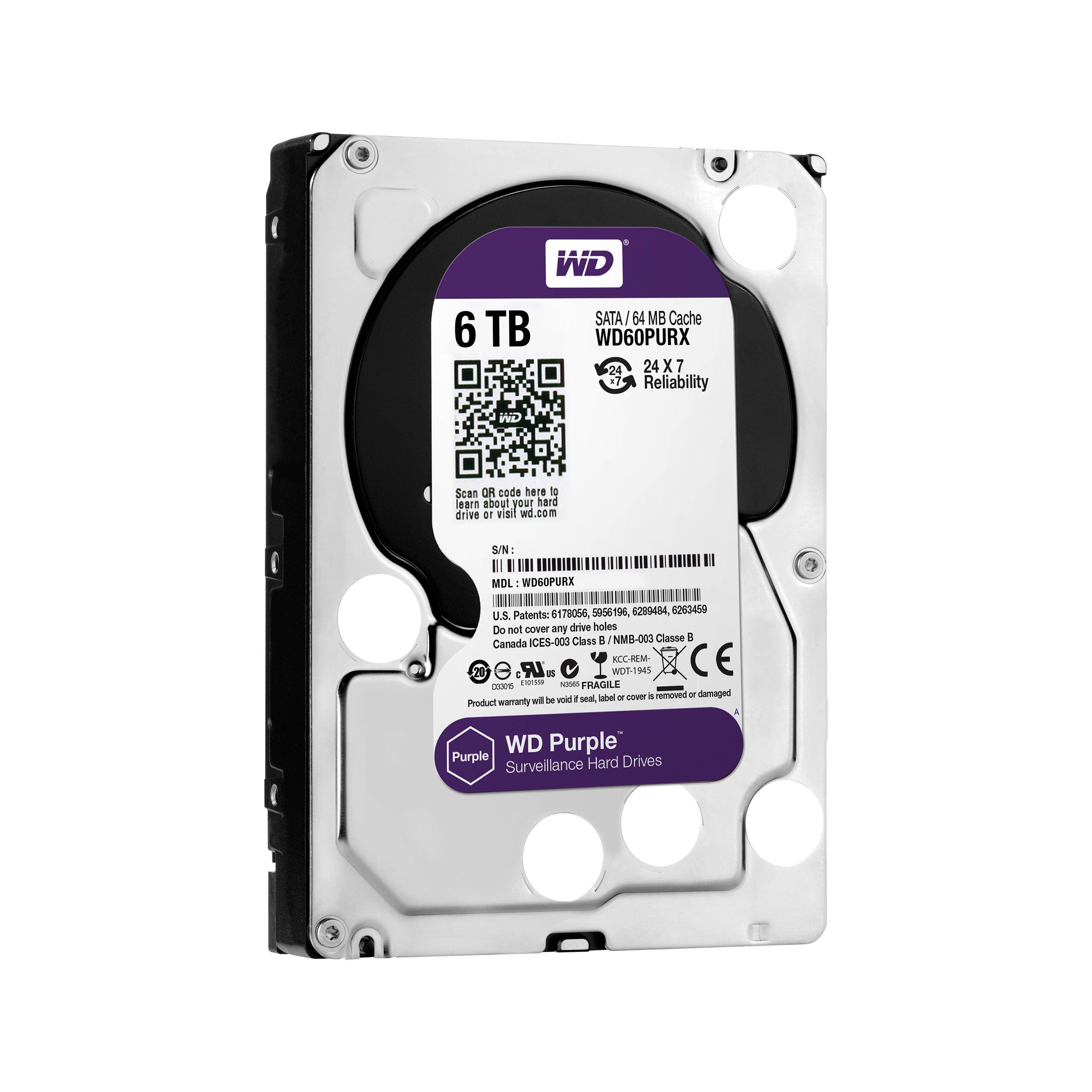 Ổ Cứng Western 6TB WD60PURX (Dùng đầu ghi 32 kênh)