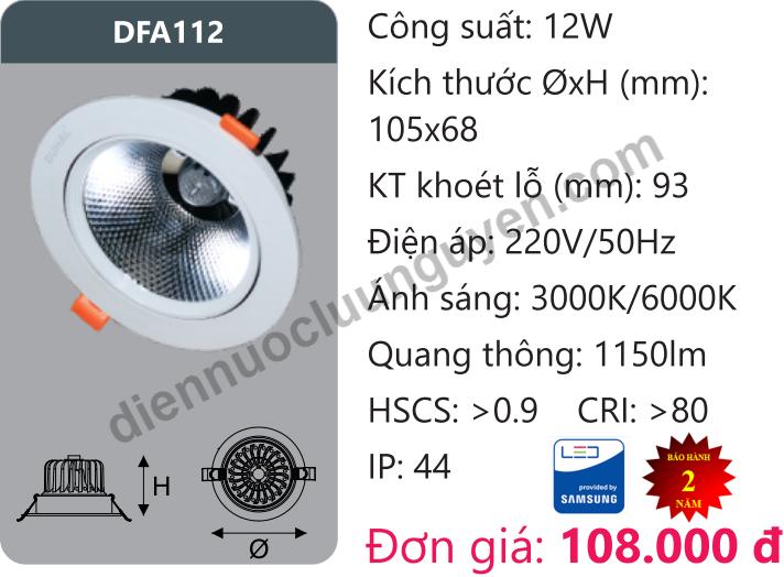 Đèn led chiếu sâu âm trần Duhal DFA112