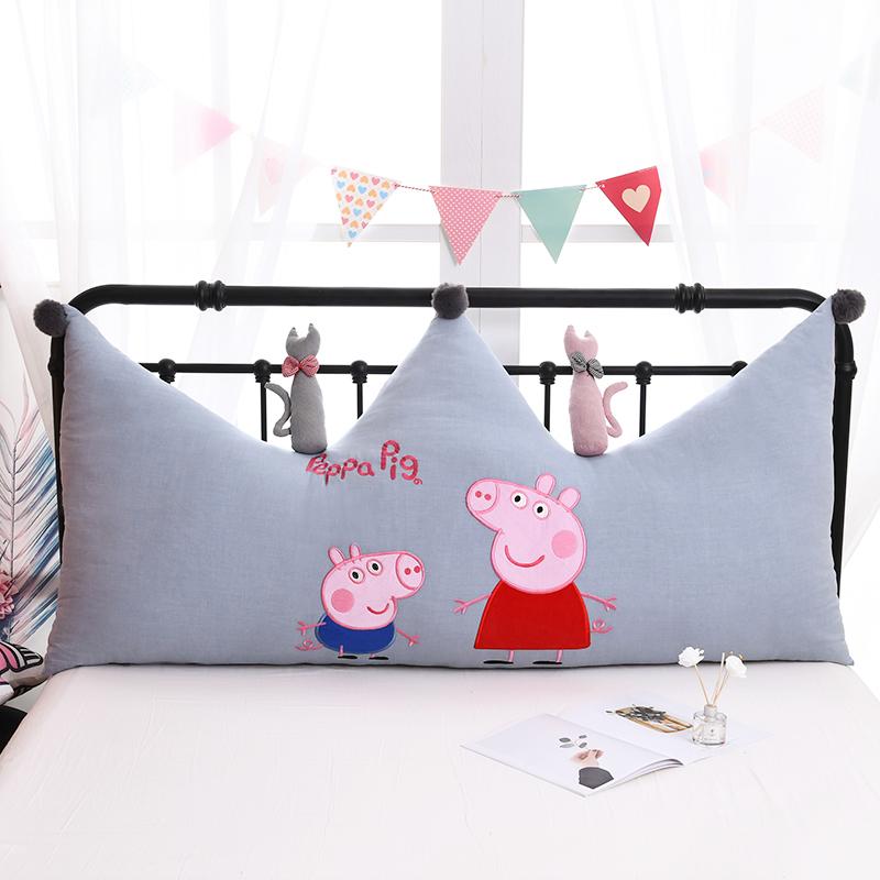 Hoạt Hình Page 100% Cotton Bông Giặt Nước Miếng Thêu Dán Vải Vương Miện Đệm Tựa Giường Ngủ Đầu Tựa Lưng Sô Pha Gối Tựa Có Thể Tháo Ra Giặt