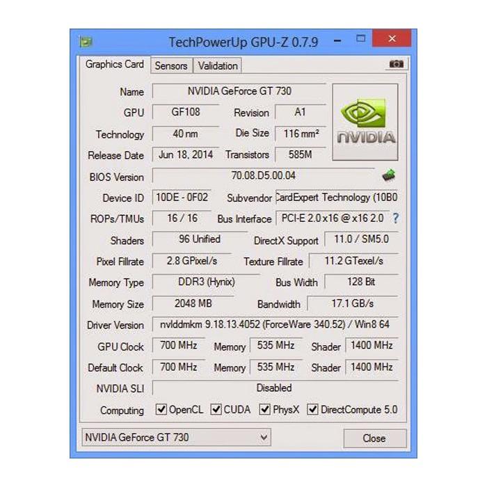 Card đồ họa (VGA Card) Gigabyte GV N730-2GI - GeForce GT730, 2GB, 128 bit, DDR3, PCI-E 2.0