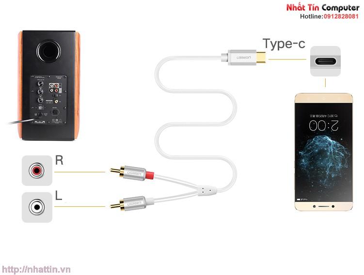 Cáp chuyển đổi USB Type C to RCA dài 1m Ugreen 30734