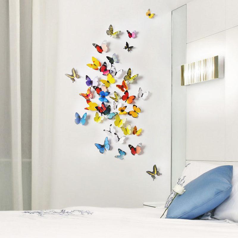 Decal dán tường 3D những chú bướm xinh đẹp đầy màu sắc cho bé H1-001