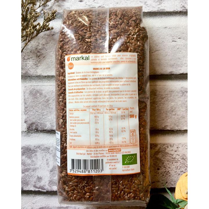 Hạt lanh nâu hữu cơ Markal 500g