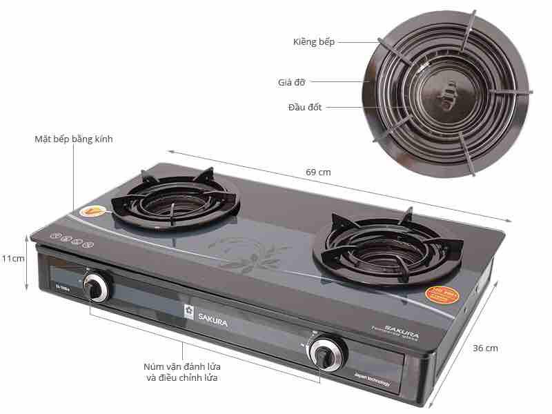 Bếp gas dương Sakura SA-790G(IN)