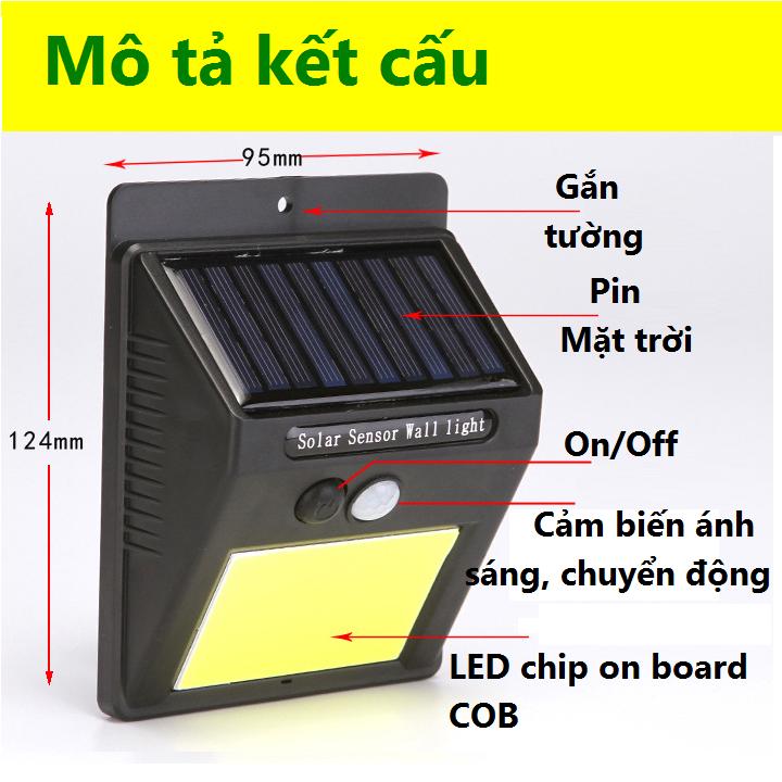 Bóng đèn LED năng lượng mặt trời - Tự động - 48 chip LED COB