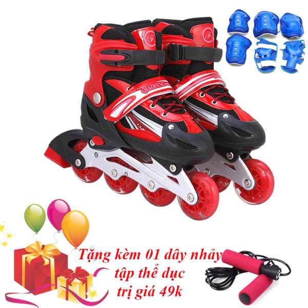 Giày Trượt Patin Phát Sáng Toàn Bộ Bánh & Đồ Bảo Hộ (Size L) - TiGi Mall - Tặng Kèm 1 Dây Nhảy