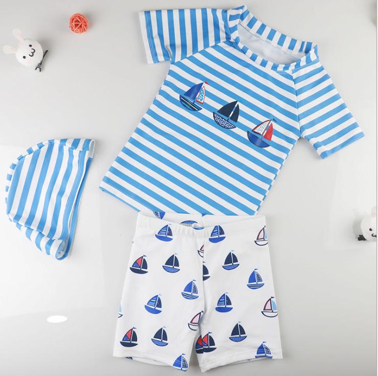 Boys Rash Guards แขนยาวสามชิ้นชุดว่ายน้ำน่ารักชุดวายน้ำของเด็ก Sun Protection Boys Rash Guards แขนยาวสามชิ้นชุดว่ายน้ำน่ารักชุดวายน้ำของเด็ก Sun Protection