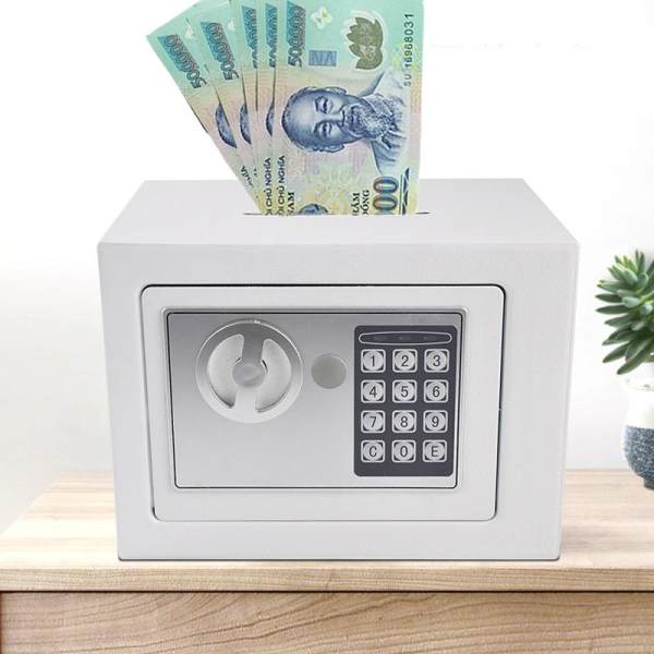 Két sắt mini khóa điện tử có rãnh đút tiền trắng/đen VR1A