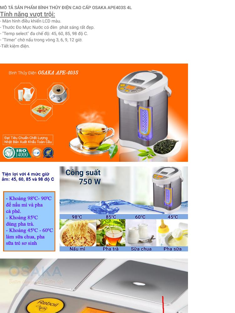 Bình Thủy Điện Osaka APE-403S (4 lít)