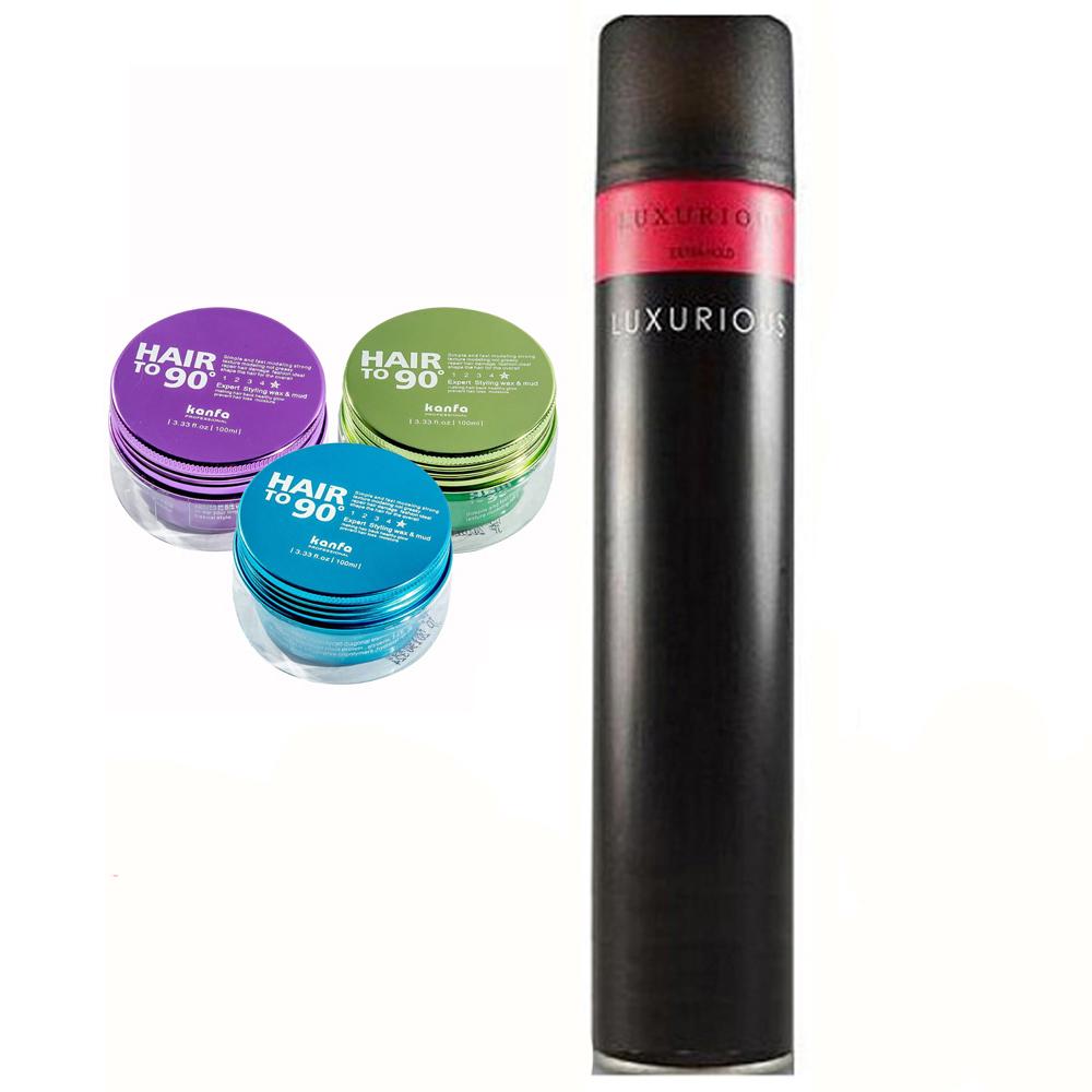 Combo Gel Xịt Tóc Tạo Kiểu Luxurious Và Sáp Vuốt Tóc Kanfa Hair To 90