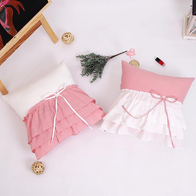 Trong Kiểu Hàn 100% Cotton Màu Hồng Tinh Khiết Gối Tựa Gối Ôm