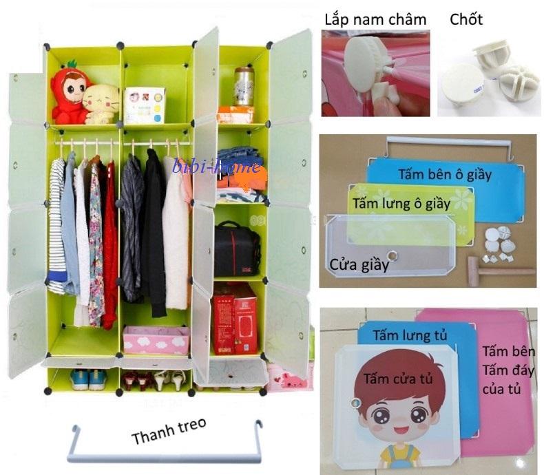 Tủ nhựa lắp ghép thông minh LuckyDay 6 ngăn lá phong TN-6-LP